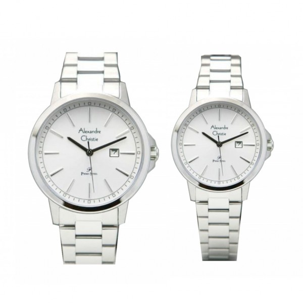 Alexandre Christie AC 1014 Silver White Steel Couple